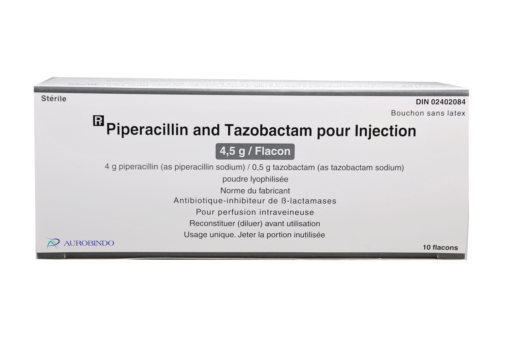 Piperacillin and Tazobactam for Injection 4.0g/0.5g, 10 Vials - Auro ...